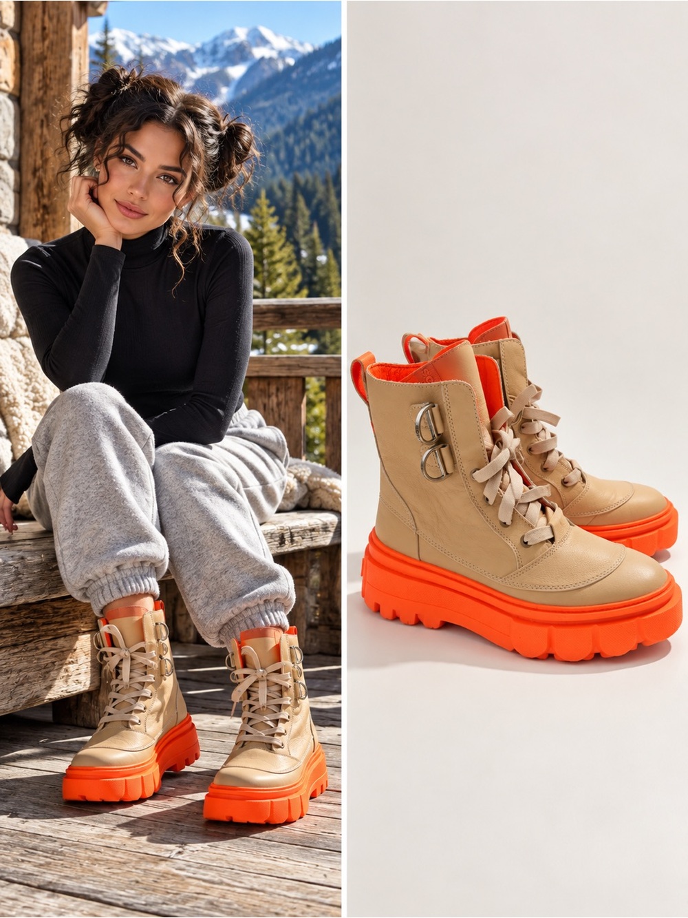 Sorel Caribou X Boot Lace Waterproof Platform Boots Orange Ceramic Tan Women's 7